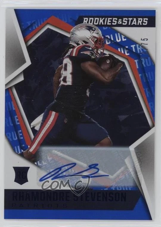 Rhamondre Stevenson Panini Rookies & Stars #137 Signature-True Blue