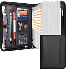 Portfolio Folder A4, Vegan Leather Conference Folder, 4-Ring Travel Document Hol