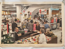 Vintage Schulwandbild Im Warenhaus 60er Lehrtafel Schautafel -Der Neue Schulmann