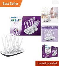 Compact White Drying Rack for Baby Bottles - Detachable Tray  Dishwasher Safe