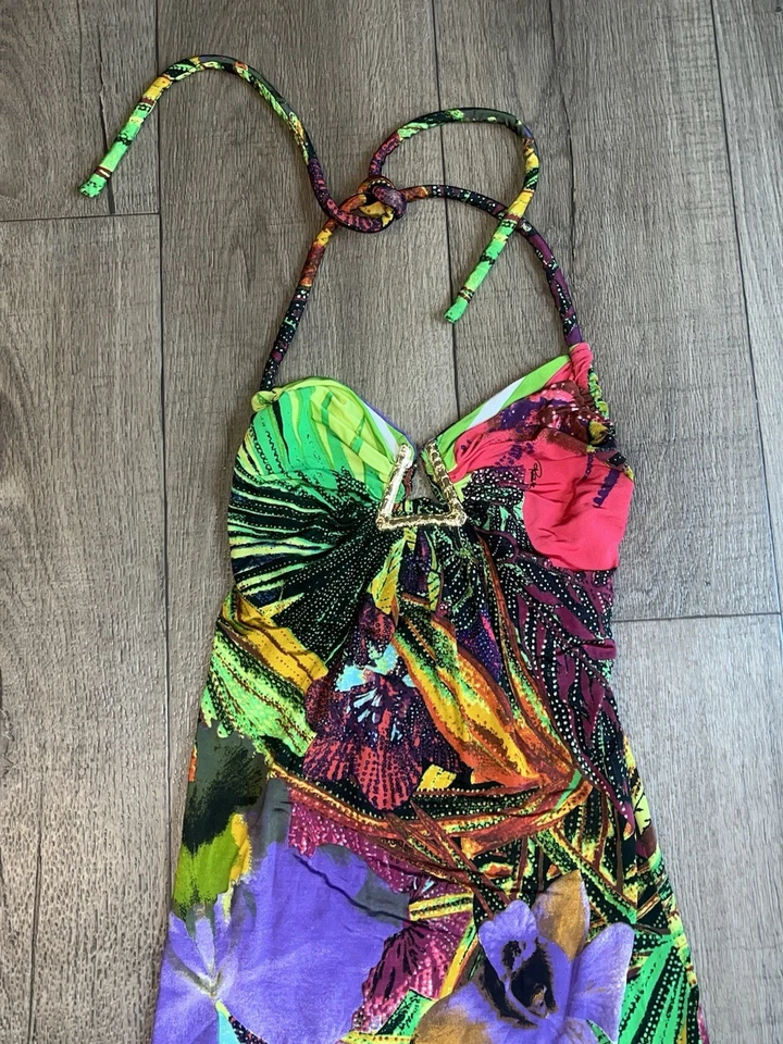 Roberto Cavalli 🌸Sexy Club Y2K Party Dress Stretch 2010 Halter Signature UU106 - Image 4 of 4