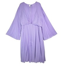 ASOS DESIGN Curve Pleated Chevron Chiffon Midi Dress Fluted Sleeve Lilac Plus 24