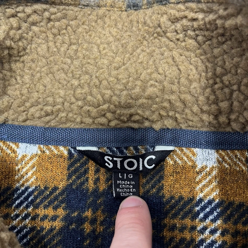 Pullover estoico para hombre grande a cuadros 1/4 a presión Henley polar sherpa senderismo al aire libre Foto 3 de 4