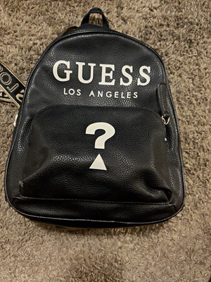 GUESS Los Angeles Black Logo Backpack Zip Closure Adjustable Shoulder Straps