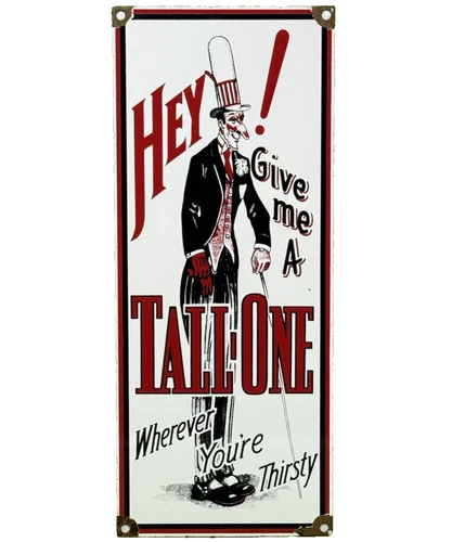 VINTAGE TALL ONE SODA POP PORCELAIN SIGN COCA COLA BOTTLE CAN GAS STATION