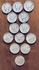 Lot of 12 Mercury Dimes 1916-1945S 90% Silver AND 1 Roosevelt Dime 1964D
