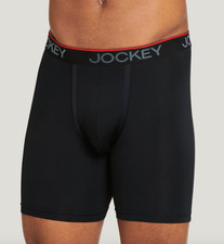 New JOCKEY Mens Black Chafe Proof Microfiber Boxer Brief Underwear sz M 393