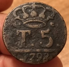 Moneta 5 Tornesi 1798, Regno Di Napoli Ferdinando IV, Rif. 9537