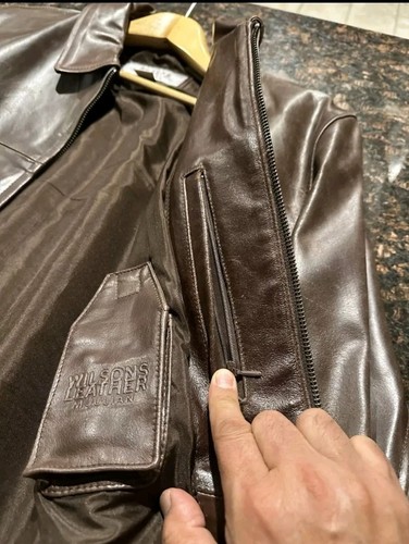 Wilson Men's Brown Leather Jacket, Medium - Picture 5 of 12