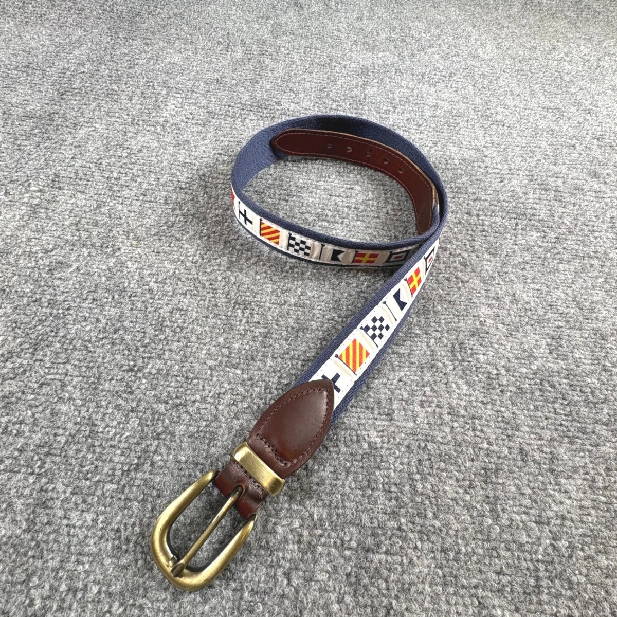 POLO RALPH LAUREN Men\'s‎ Large Flag Belt Nautical yacht club Embroidered Leather yacht_club_burgee_belt.png?v=  main image 2