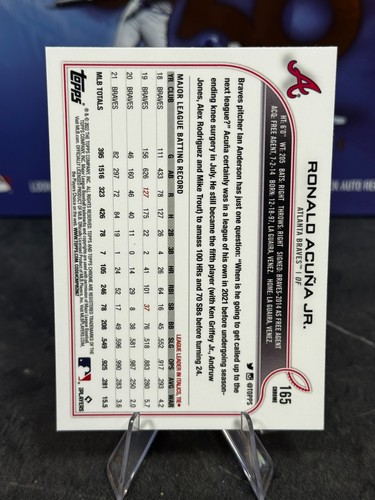 Topps Chrome 2022 - Ronald Acuña Jr. #165 X-Fractor - Imagen 2 de 2