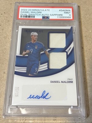 22/23 Immaculate Daniel Maldini Autograph Dual Jersey 22/25 PSA 9