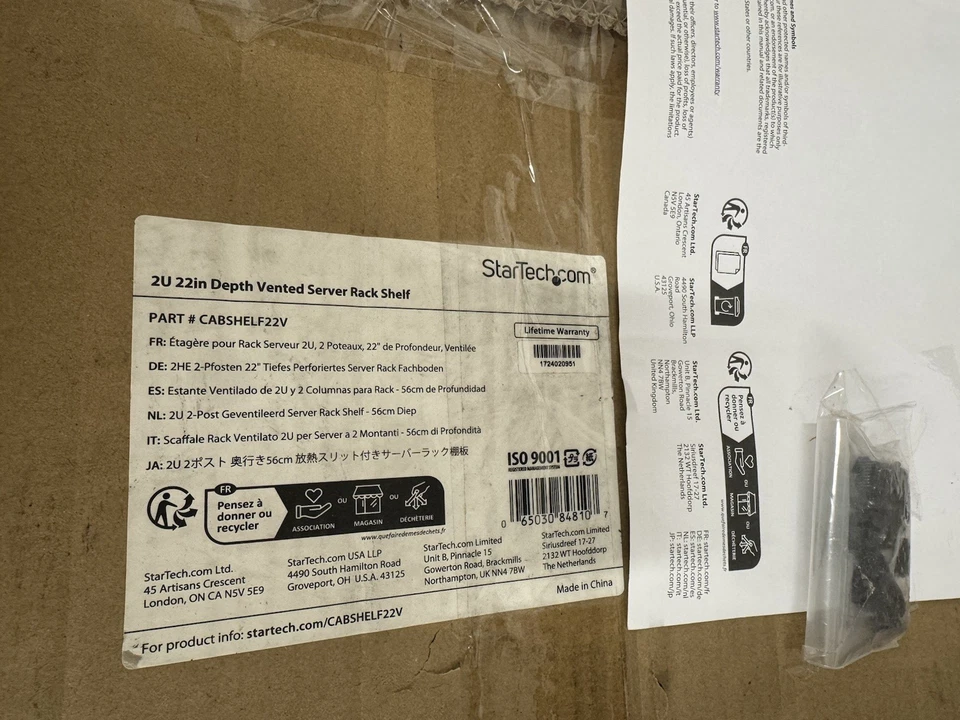 STARTECH.COM CABSHELF22V / 2U Vented Rack Shelf 22" - NIB - Image 4 of 4