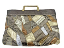 Vtg Bags by Varon Hand Bag Multicolor Metallic Patchwork Snake Skin Clutch Purse