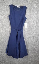 Calvin Klein NWT Women's Sleeveless Fit  Flare Dress Career Blue Size 4 Office
