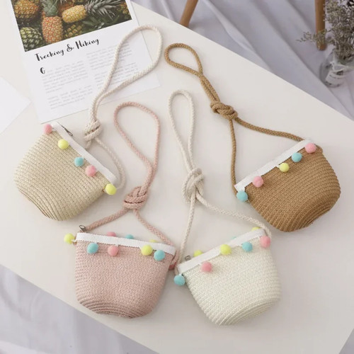 Handmade Summer Children Girls Shoulder Bag Daisy Flower Straw Messenger Bag - Picture 9 of 28