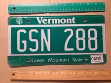 License Plate, Vermont, 2018, Passenger, GSN 288
