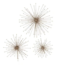 Metal Starburst Home Wall Decor 3D Wall Sculpture, Set of 3 Wall Art 13", 17"...