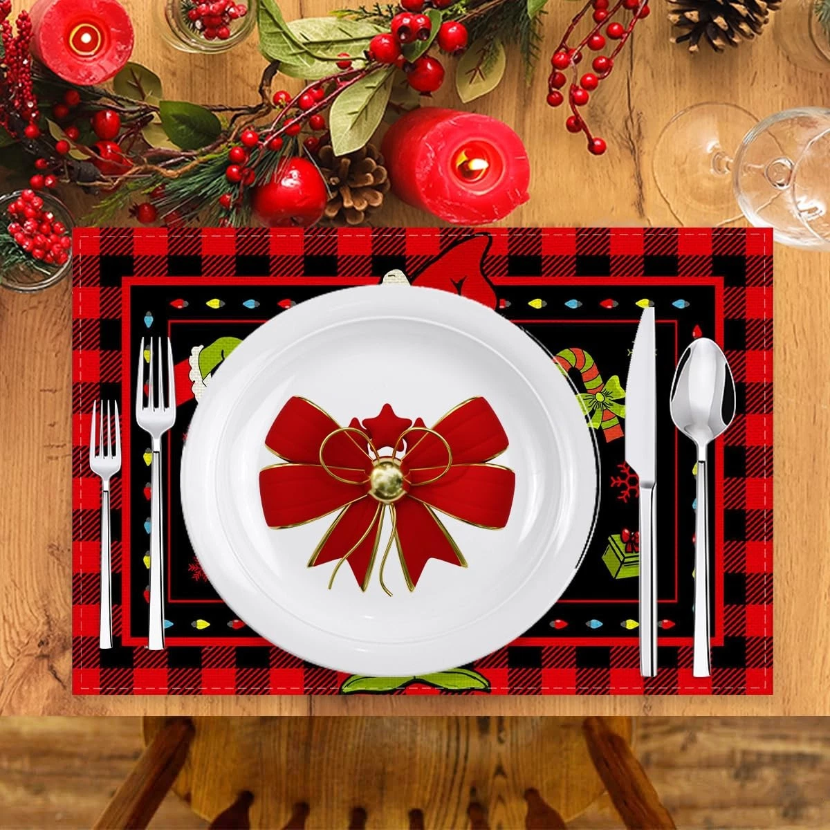 Christmas Santa and Snowflake Placemats with Candy Design