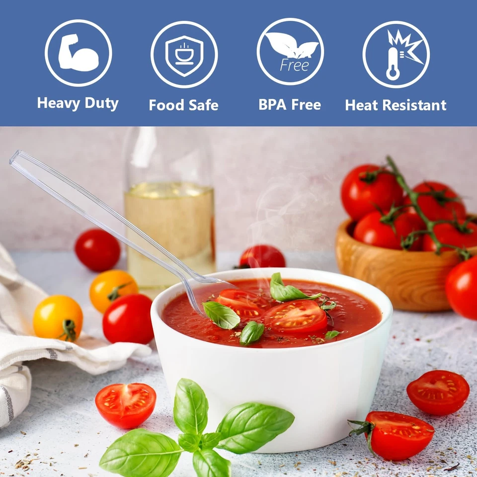 1000 cucharas de plástico transparente a granel - cucharas de plástico de alta resistencia,... Foto 2 de 4