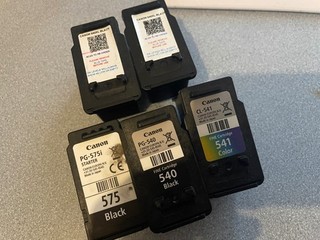 Job Lot/Bundle of 5 empty Canon 540/540XL/541/575 Printer Ink Cartridges (EX)