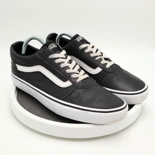 Vans Old Skool Classic Black Leather Men Size 10 Shoes Leather Skate Sneakers