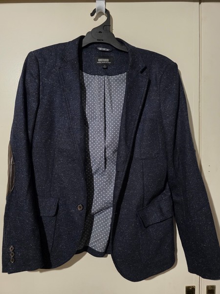Womens OXFORD Dark Blue Wool Blend Jacket - Size Small (T96)