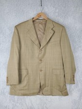Canali Blazer Mens 44R Beige Herringbone Wool Sport Coat Made Italy Barneys