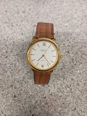 Vintage Guess gold tone brown leather dress watch NEW BATTERY Vintage Guess Watch Women Gold Tone Brown Leather Band New  main image 3