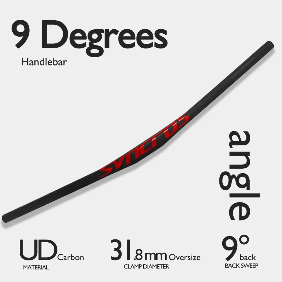 Manillar de bicicleta MTB de fibra de carbono completo de 9 grados 31,8 mm 660/680/700/720/740 mm Foto 3 de 4