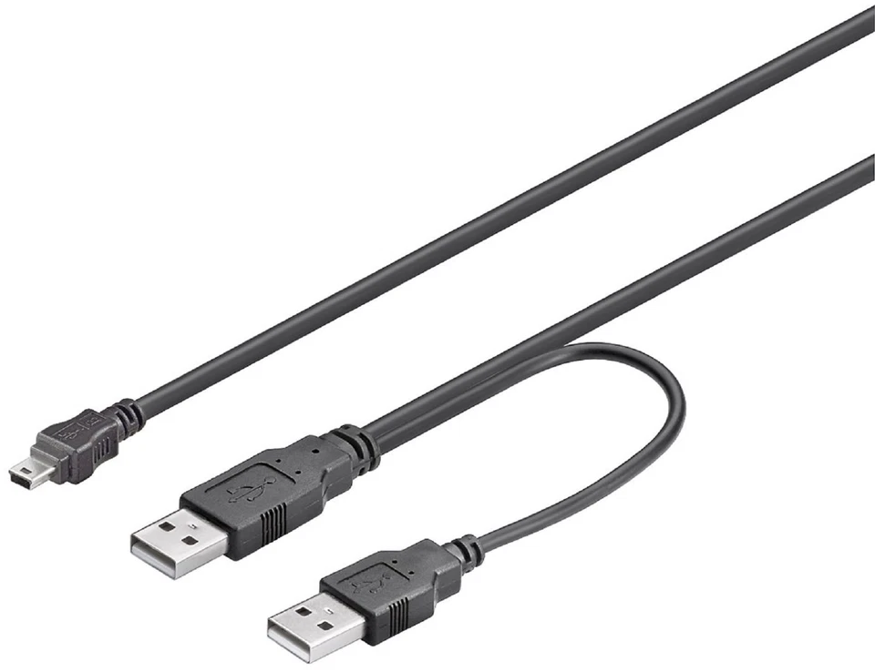 SM-PC Cavo USB 2m 2x A maschio a mini 5 poli cavo a Y #c500