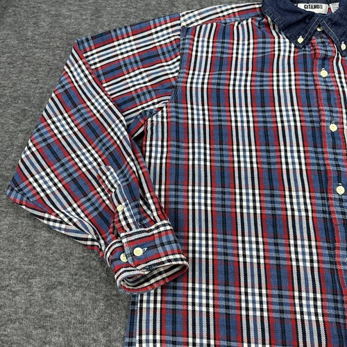 VINTAGE Gitano Shirt Mens Large Red Flannel Plaid Heavyweight Long Sleeve 90s - Picture 4 of 9