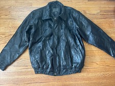 Womens Navarre Leather Company Black Leather Jacket Italian Stone Design Sz Xl