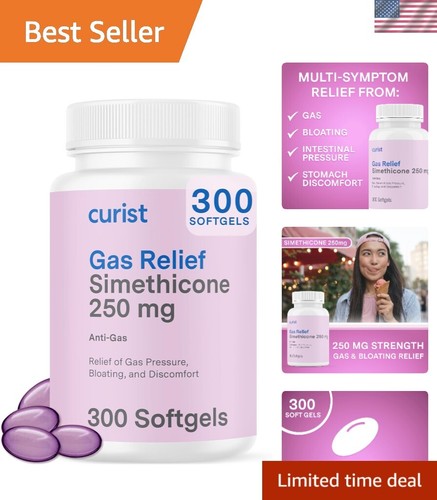 Convenient Gas Relief with 250 mg Simethicone Softgels - 300 Count for All Ages