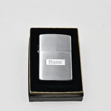 Vintage Rare Zippo Basic Cigarette Brand Limited Edition Brushed Chrome Lighter