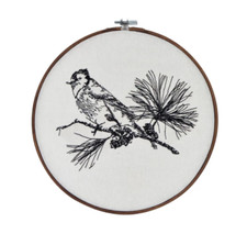 Bird Embroidery Hoop Frame Wall Decor 10.75" x 12.68" Cardinal Lover Pinecone