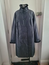 Marina Rinaldi Dark Shimmering Grey Midi Coat Size 27 Uk 22 New Fur Trim