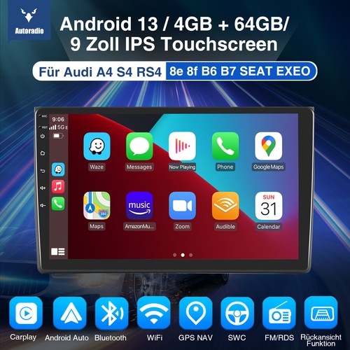 Autoradio Für Audi A4 S4 RS4 8E 8F B6 B7 Seat Exeo Carplay Android 13 4+64G +Kam - Bild 5 von 18