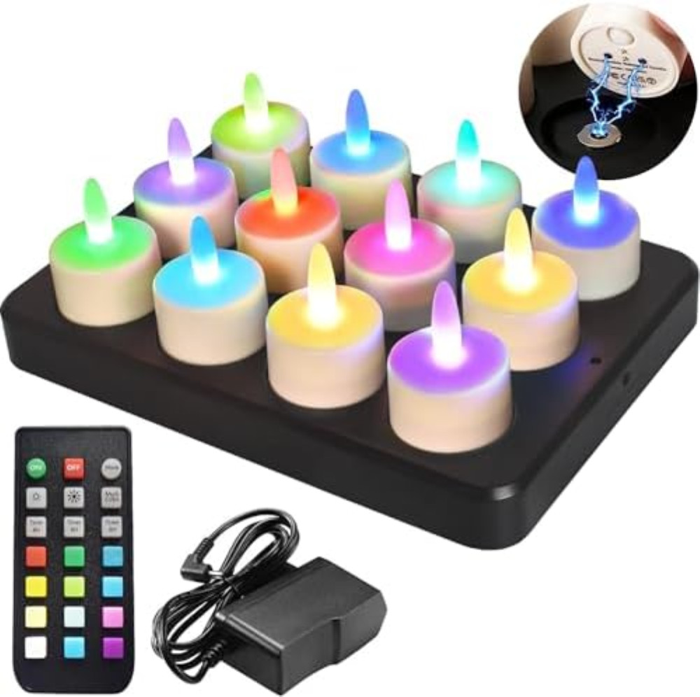Set 12 Candele LED Senza Fiamma RGB Ricaricabili | Design & Comfort