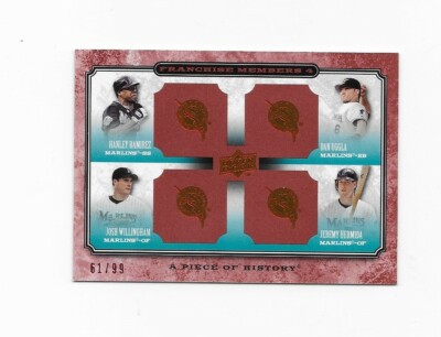  2008 UD A Piece of History Franchise Members Quad Red #17 /99 MARLINS