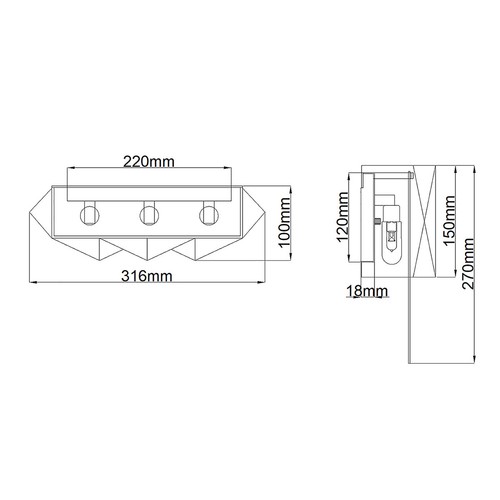 Lampada da parete moderna nero argento glamour lampadario lampada da corridoio 3000K 960lm - Foto 4 di 4