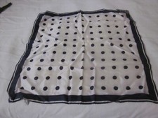 Vintage MCM Vera Neumann Navy Blue white polka dot square scarf 2 2" x 22"