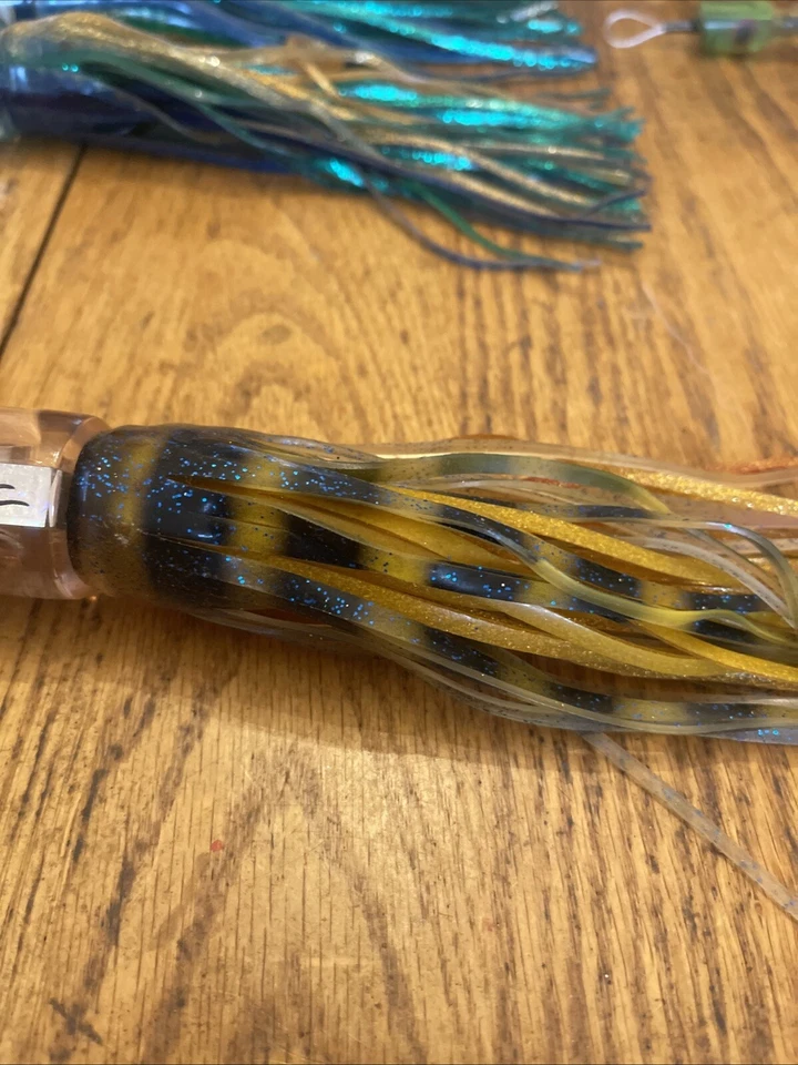 Trenza Bite Me GRANDE Bronceado Tigre Dorado SEÑUELO MARLIN Atún Teaser Muñeca Estilo Ojo De Colección Foto 4 de 4