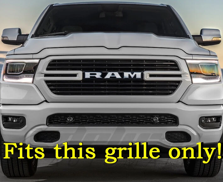 Superposición de rejilla cromada (5 piezas) para Dodge RAM 1500 2019 2020 2021 con parrilla de 5 barras Foto 3 de 3