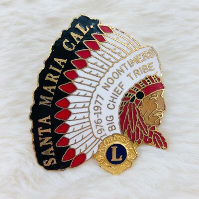 Santa Maria CA Lions Club International Big Chief Tribe Indian Hear Member Pin