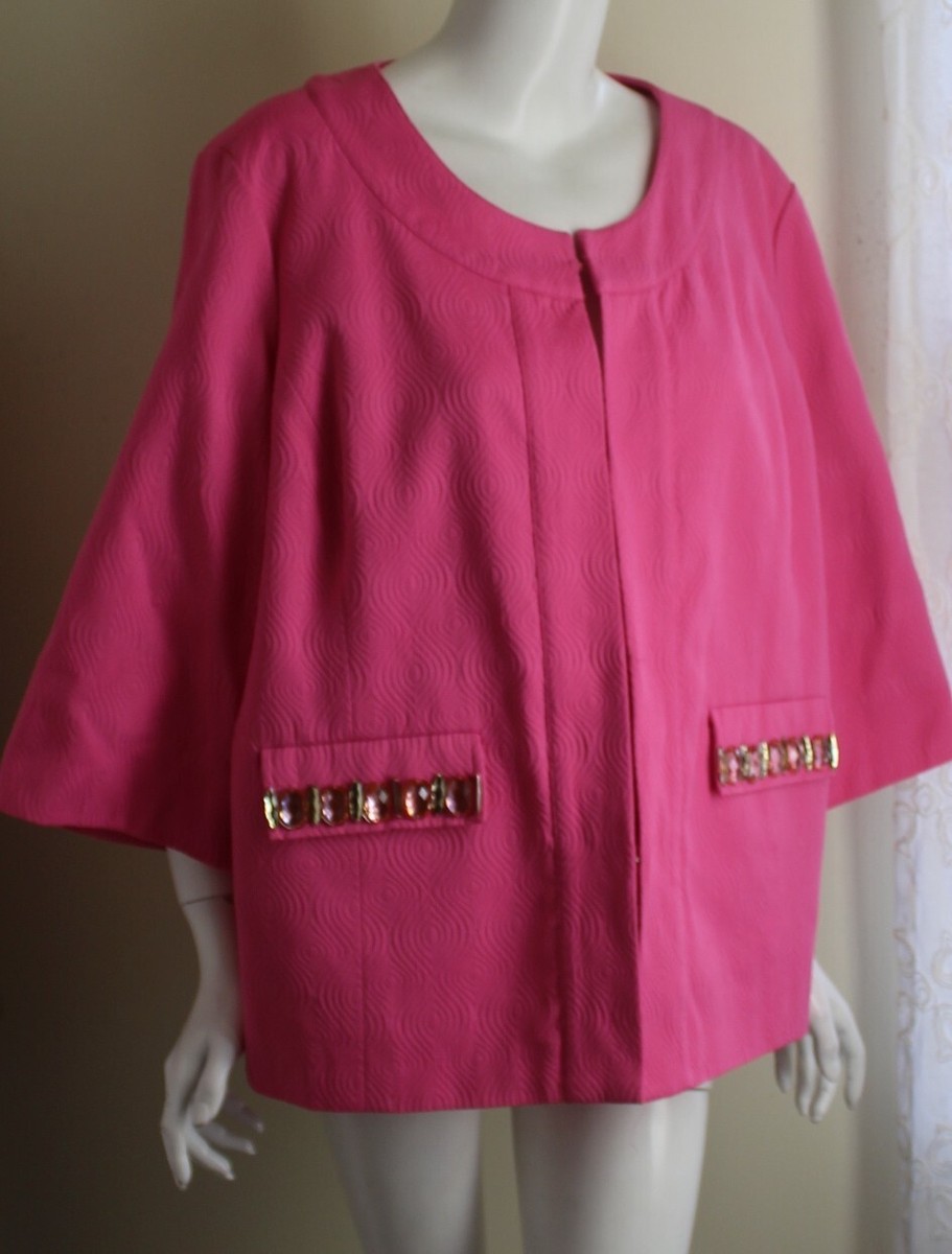 Veste Blazer Laura Ashley Taille 3X Rose - Style Glamour Avec Détails Bijou, Occasion Très Bon État