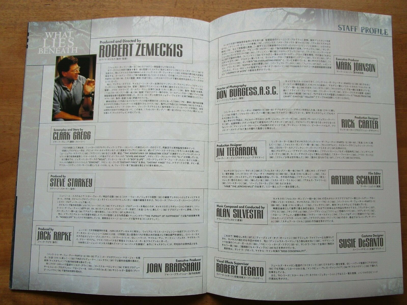 Film What Lies Beneath Robert Zemeckis Movie Program Japanese F S Ebay