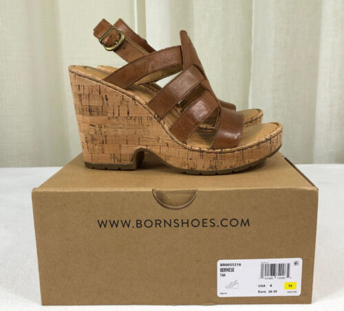 Sandalia de cuña de corcho con plataforma de cuero bernés para mujer nueva en caja EE. UU. 8/UE 38-39 tostada - Imagen 23 de 24