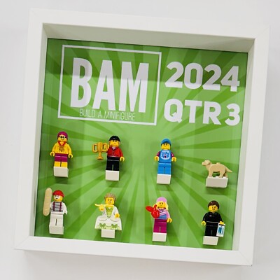 Vitrinenrahmen Koffer für Lego BAM Build a Minifiguren Serie 2024 Viertel 3 27cm