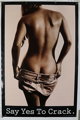 SAY YES TO CRACK vintage look black/white pinup poster 23.25'' X 35.50''NOS (b779)